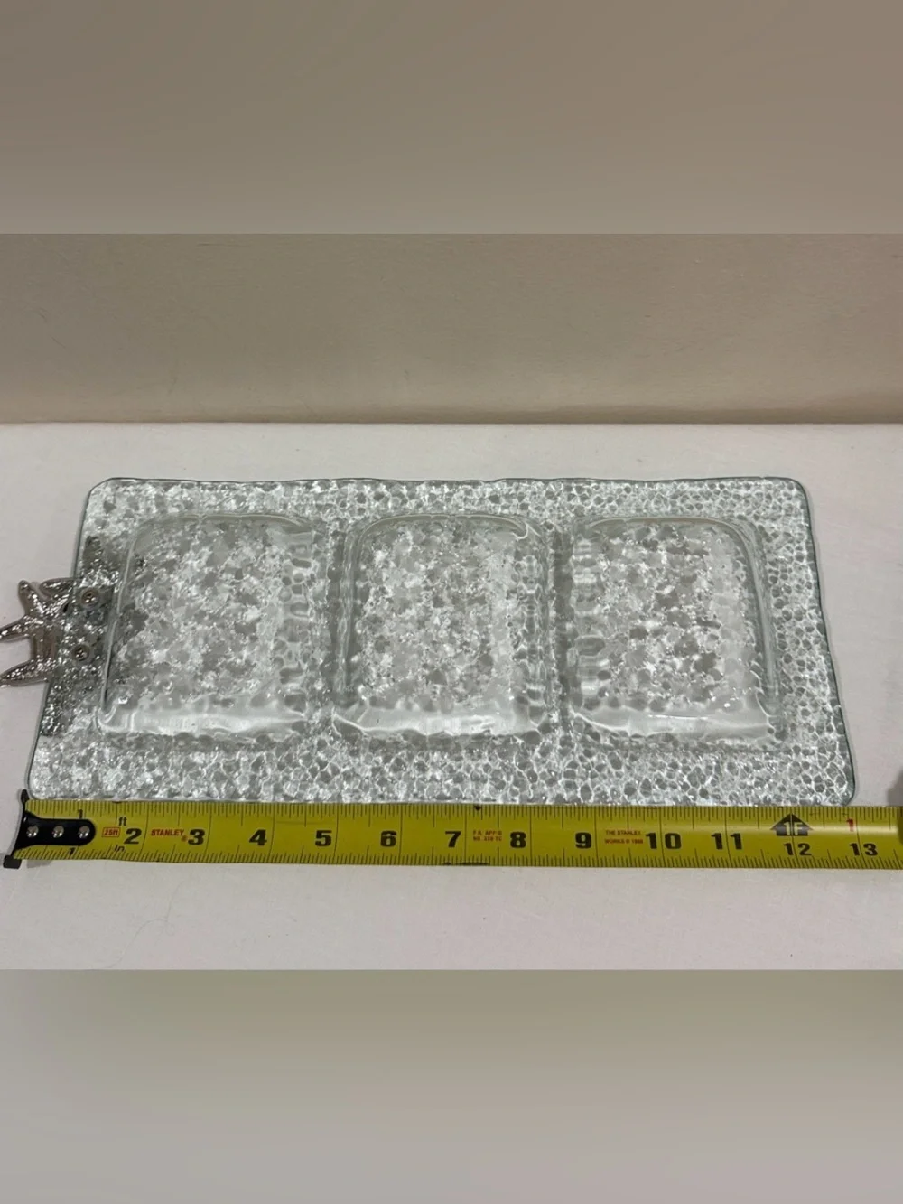 Clear Textured Glass Triple relishTray - Elegant Clear Glass
